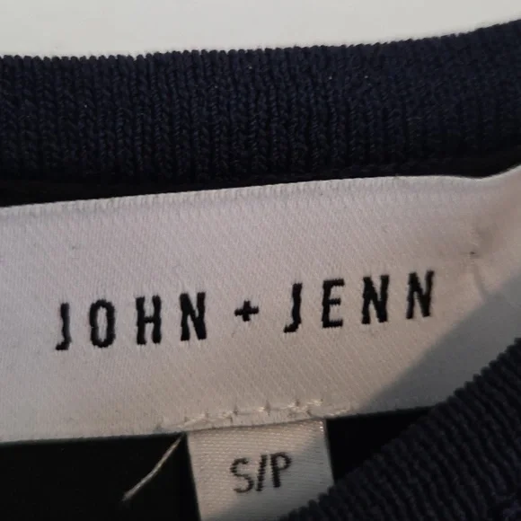 SOLD John + Jenn mesh overlay navy fit and flare dress Sz S - Picture 9 of 10